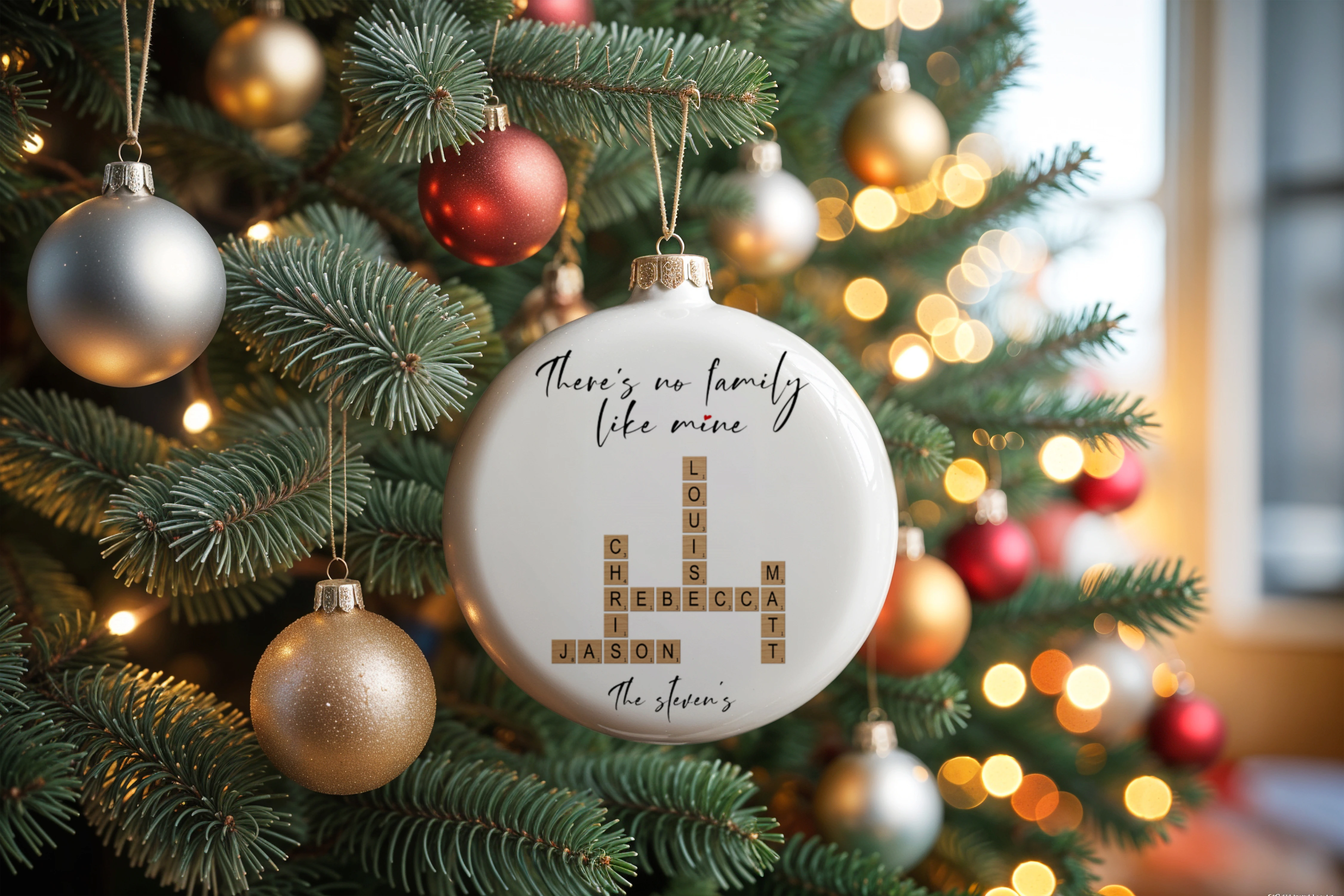 Custom crossword ornament made with Customily