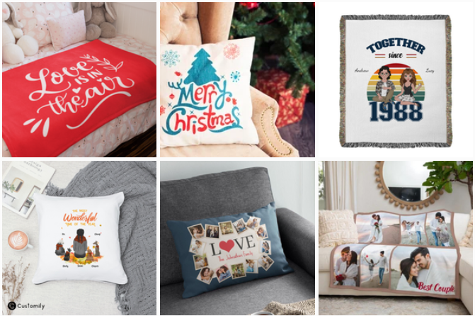 a personalized pillow and blanket