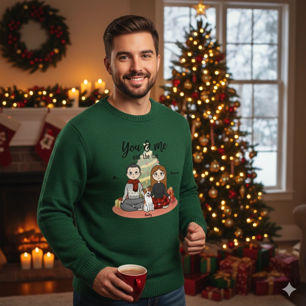 Personalized christmas sweater made with Customily