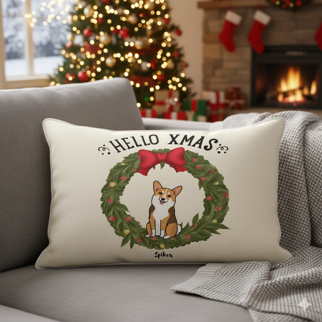 Personalized christmas pillow made with Customily