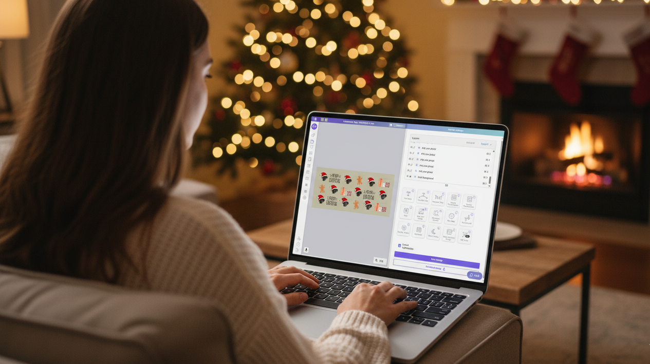Person using a computer, working with Customily