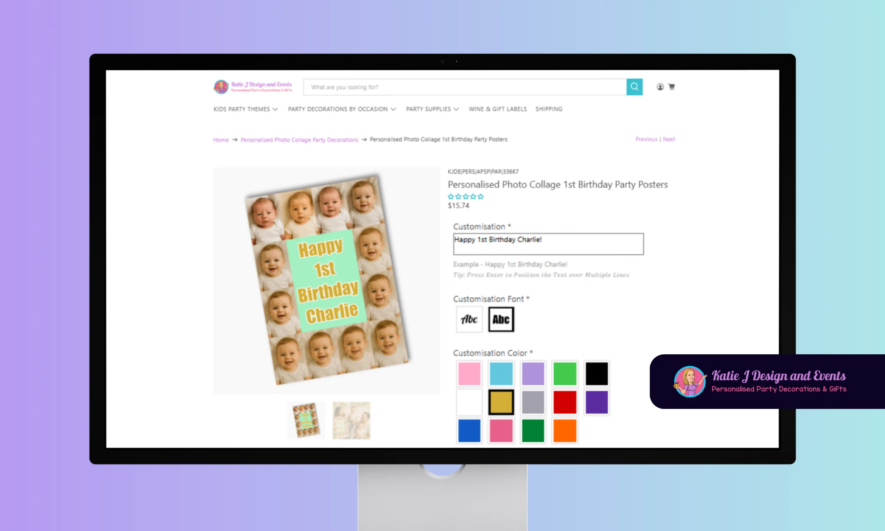 Katie J Designs & Events website