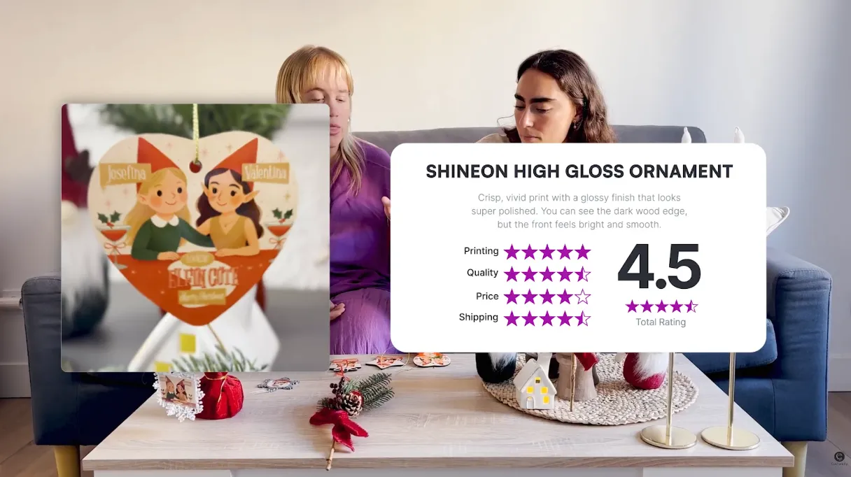 shineon wood ornaments rating card