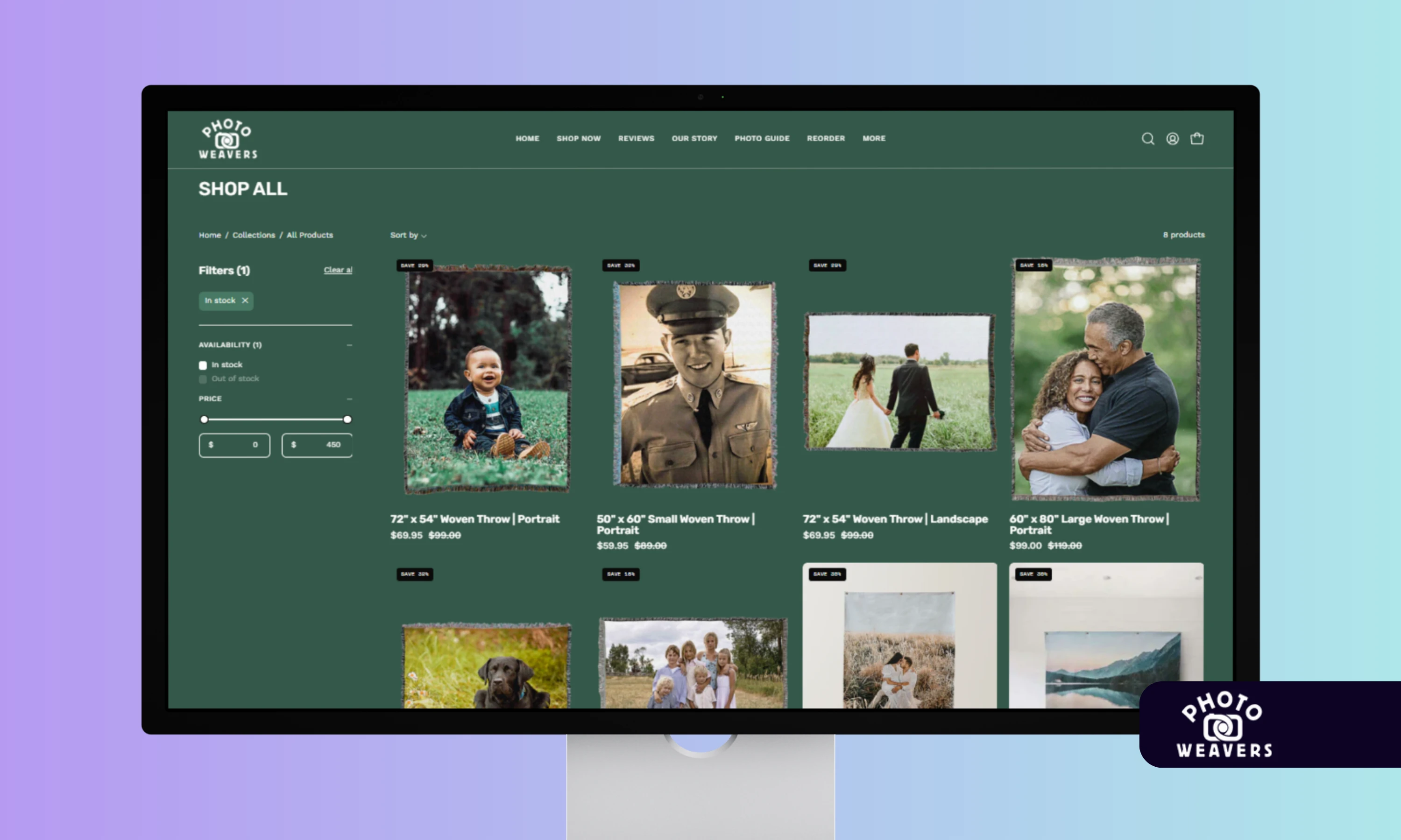 Screenshot of Photo Weavers website