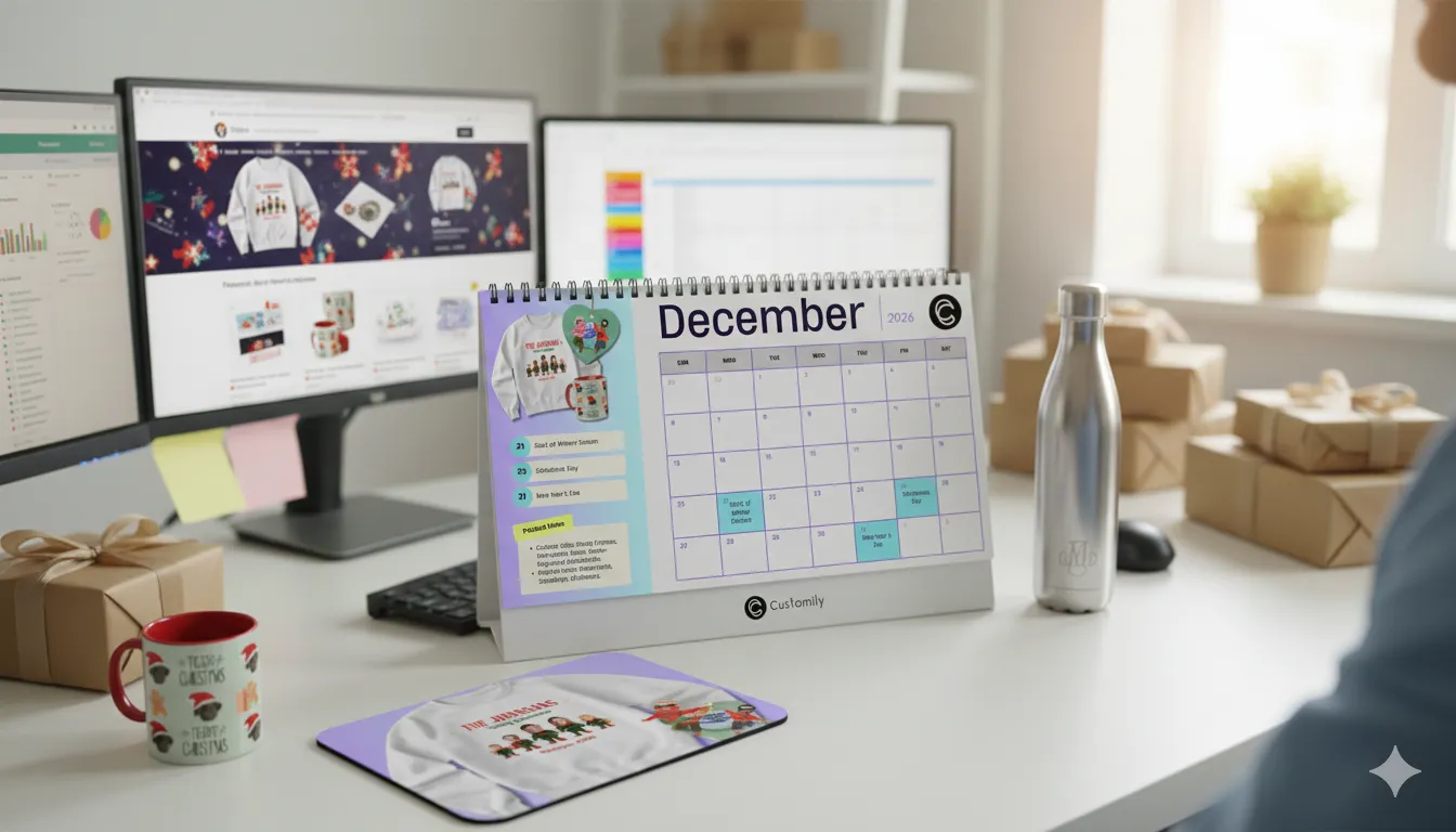 Office with computers and personalized products