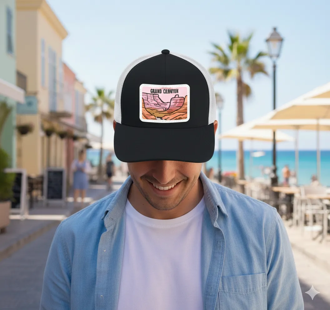 Guy on sunnyside street with a personalized cap