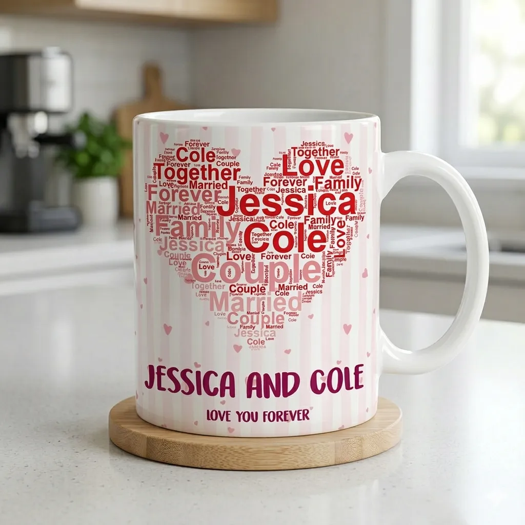 Personalized word cloud mug