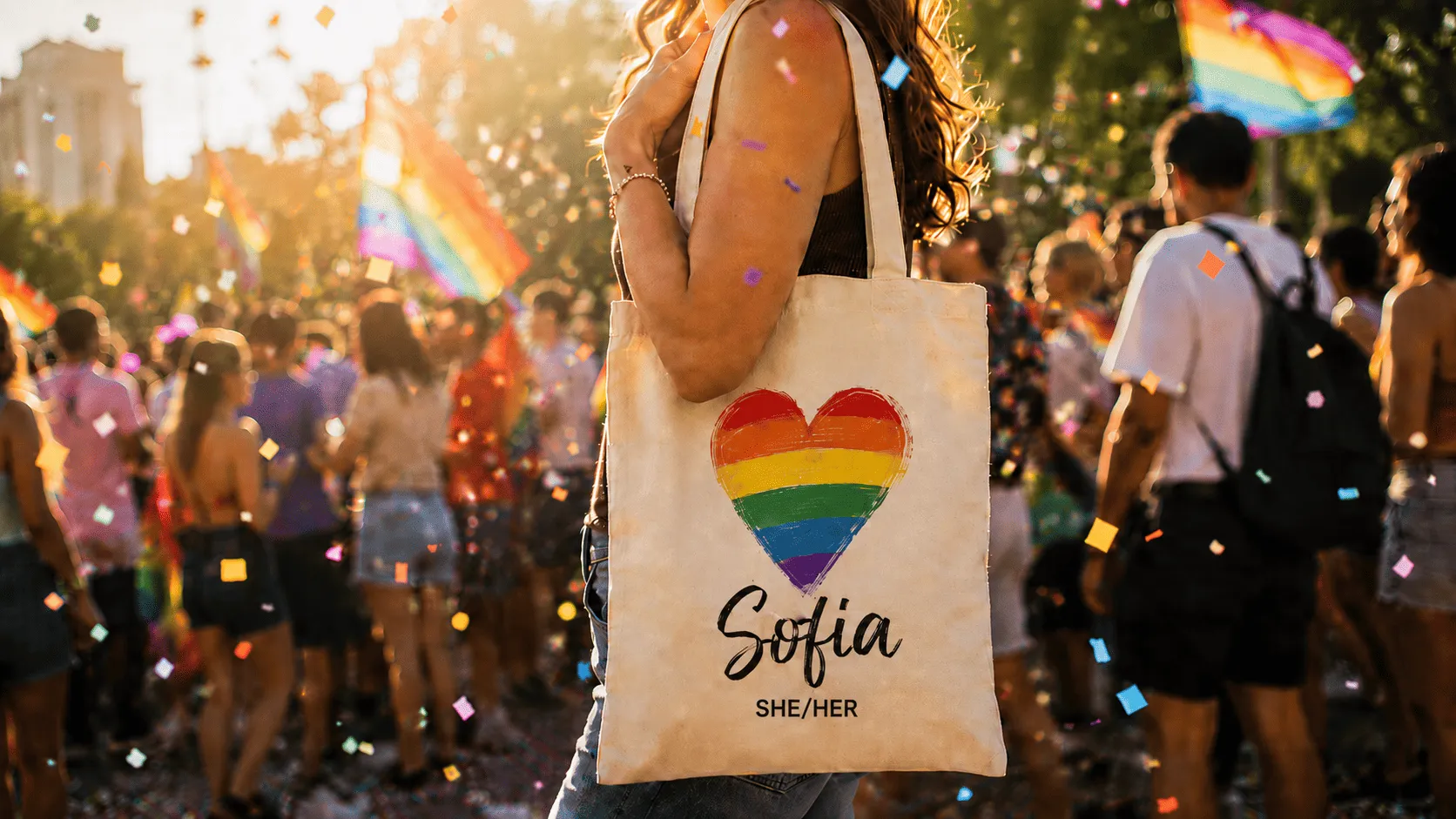 Custom Pride tote bag maid in Customily
