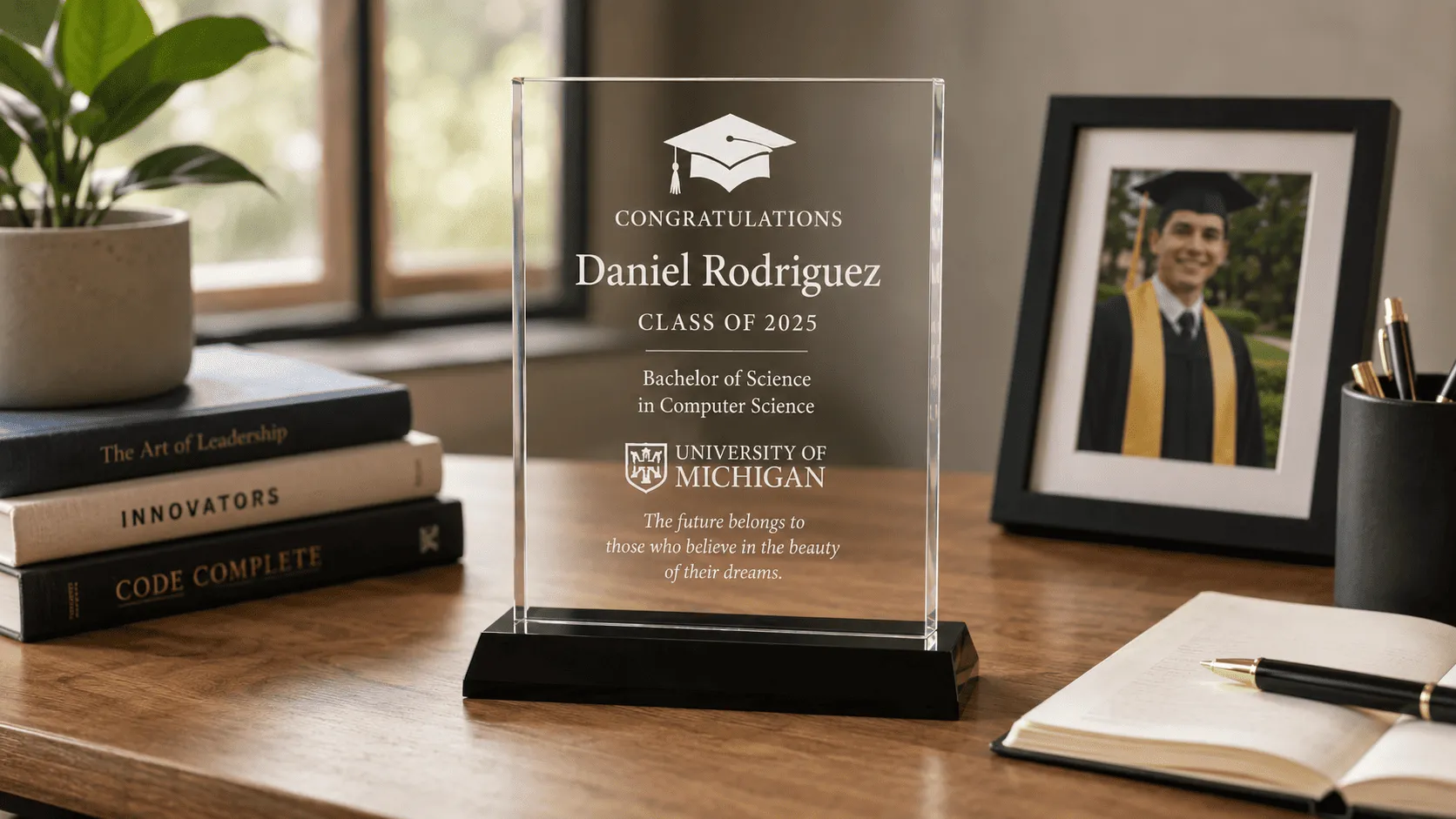 Custom Graduation Acrylic Plaque created in Customily