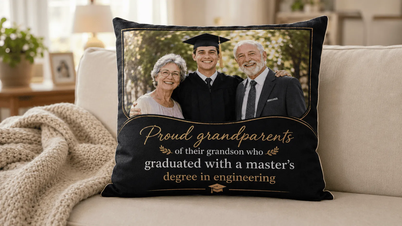 Custom Graduation Pillow Casw created in Customily