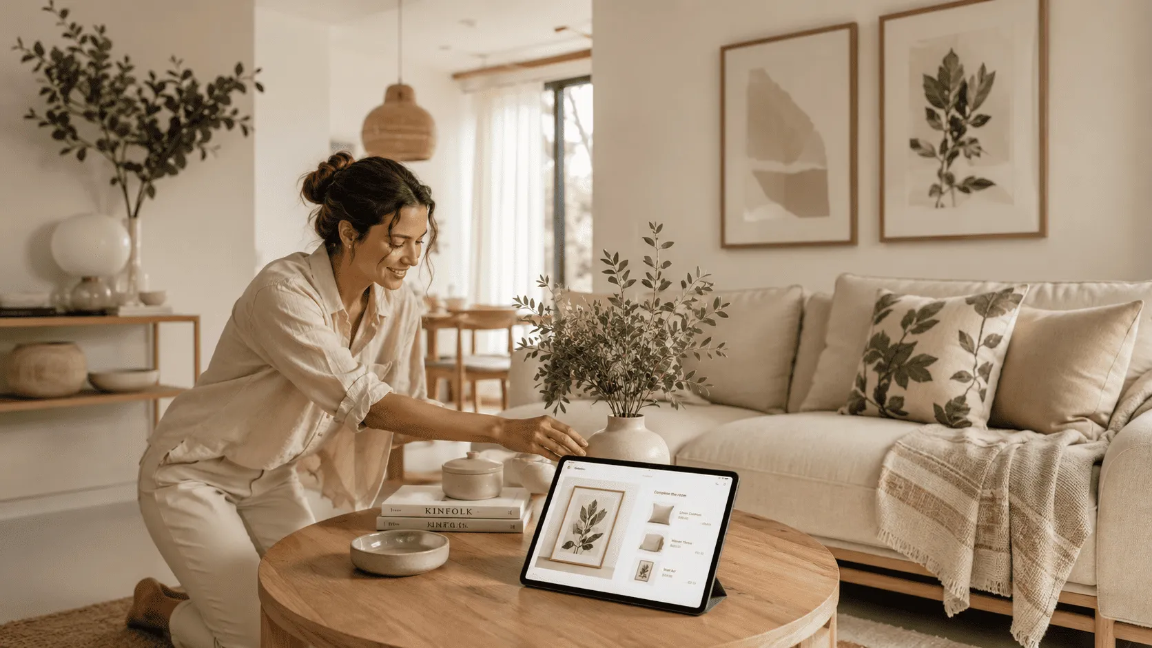 Girl compleating her rome with personalize home decor