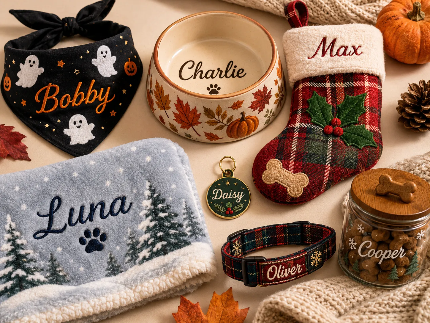 Pet products examples with customizable designs