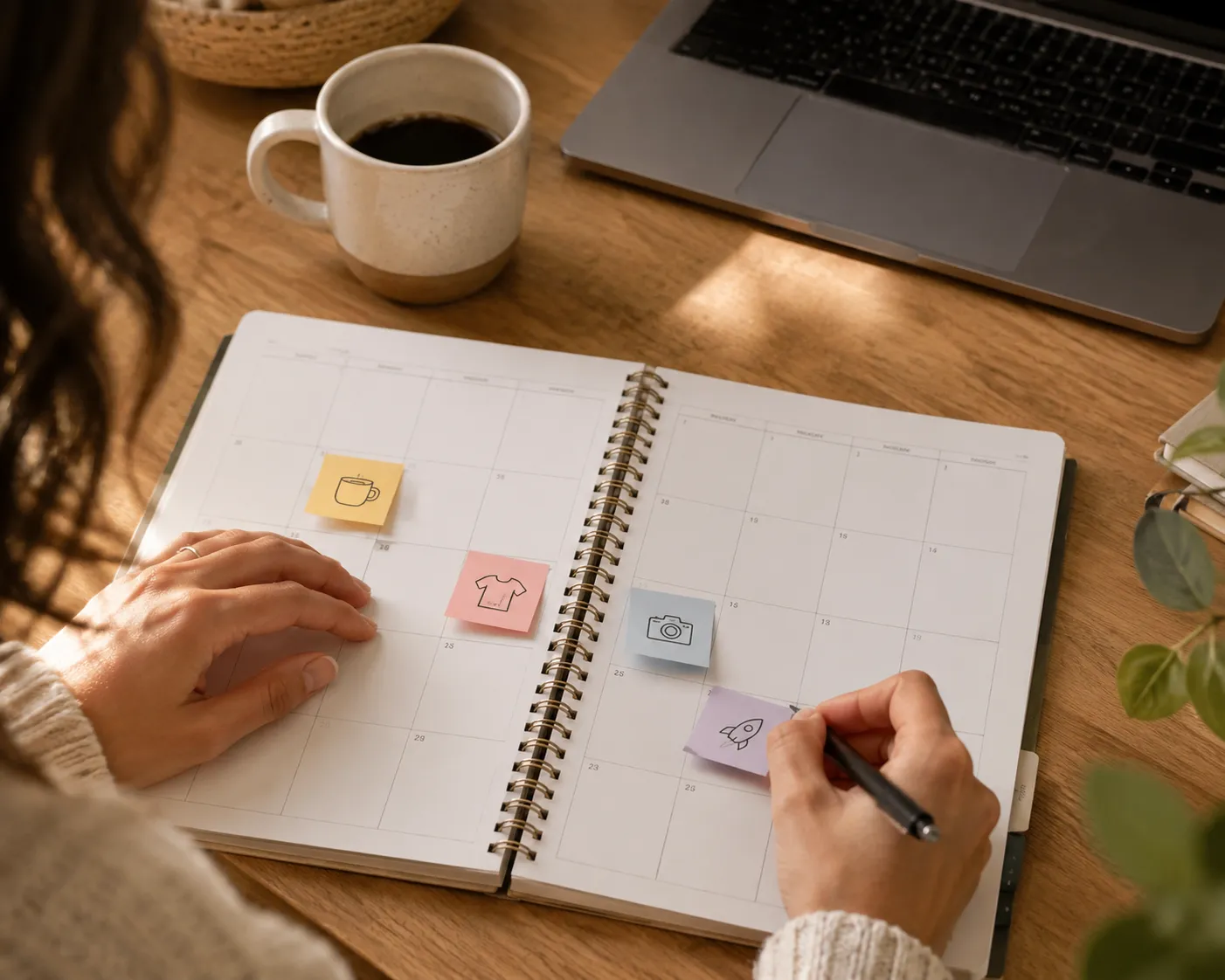 Girl with a calendar planning Q4 actions