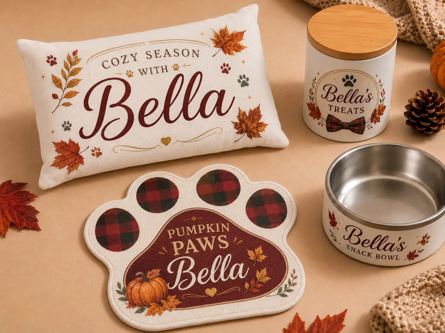 Pet products examples with customizable designs