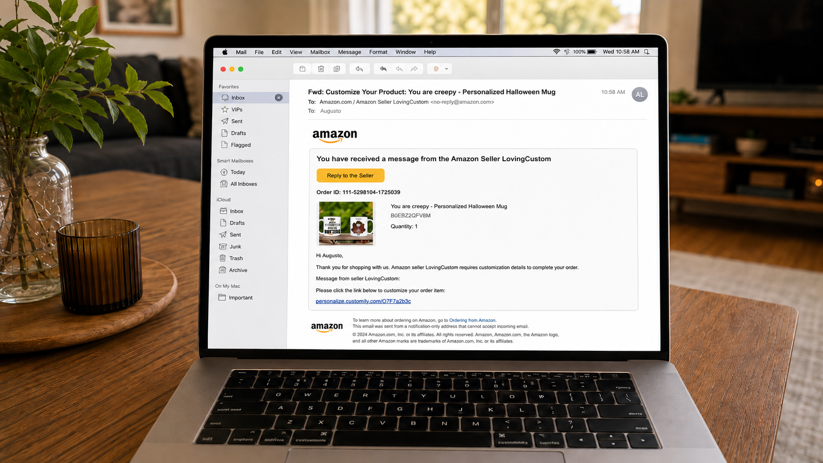 Amazon message system for personalization orders
