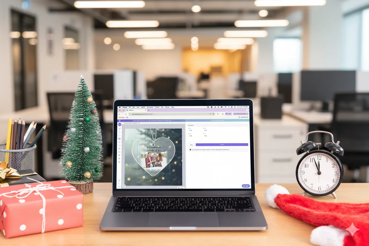 Notebook on a desk with Customily App on the screen