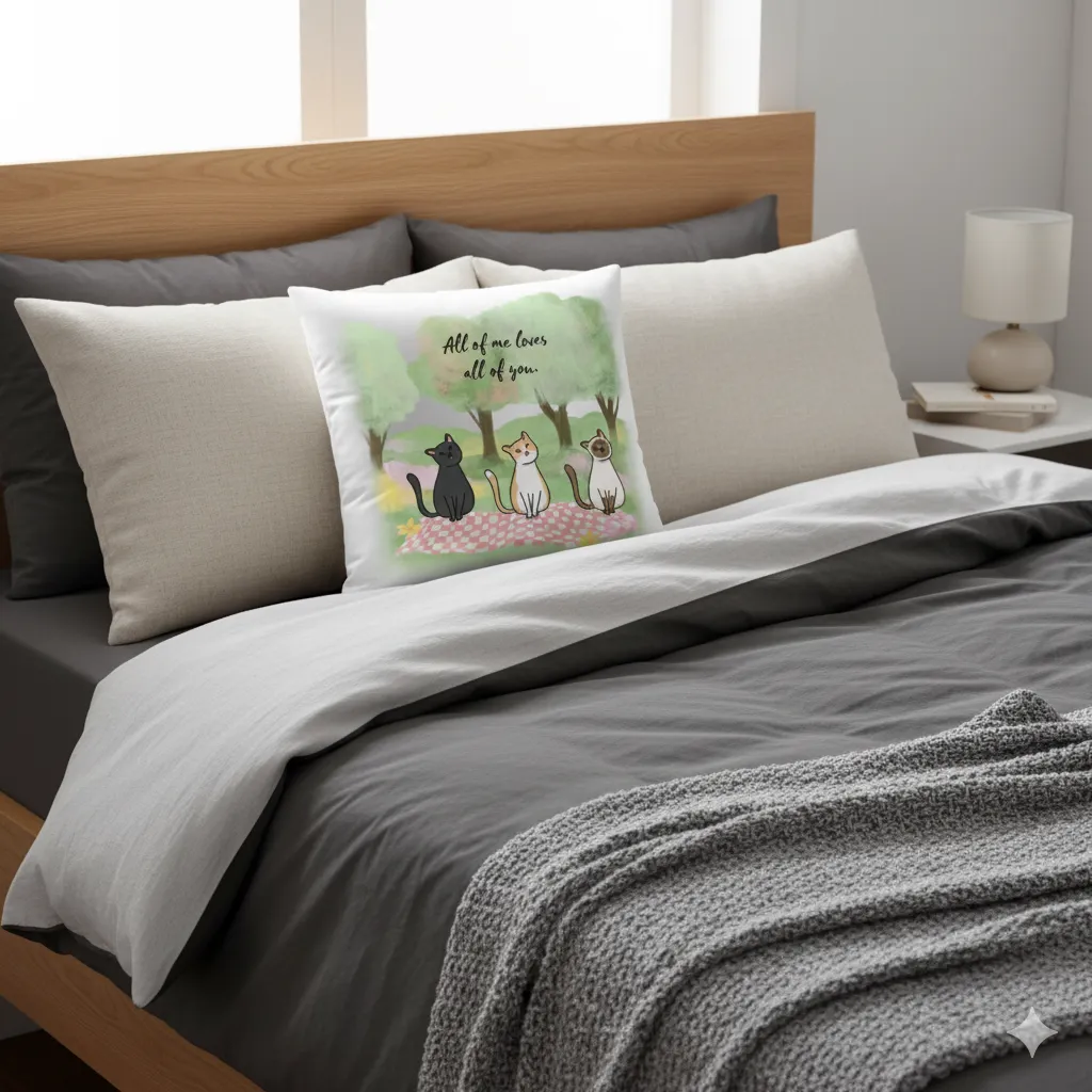 A bed with a customized pillow done with Customily