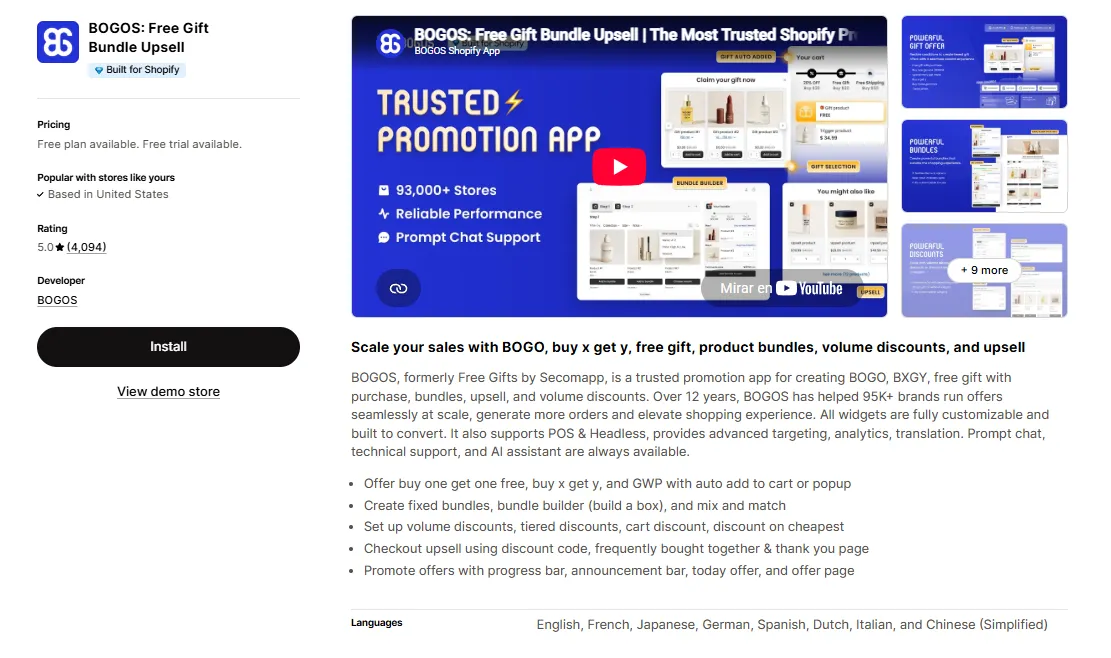 Bogos shopify app listing