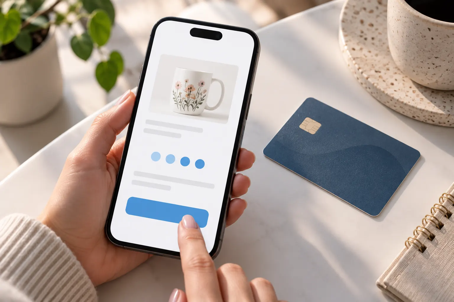 Smartphone checkout screen showing a buy-now-pay-later installment option