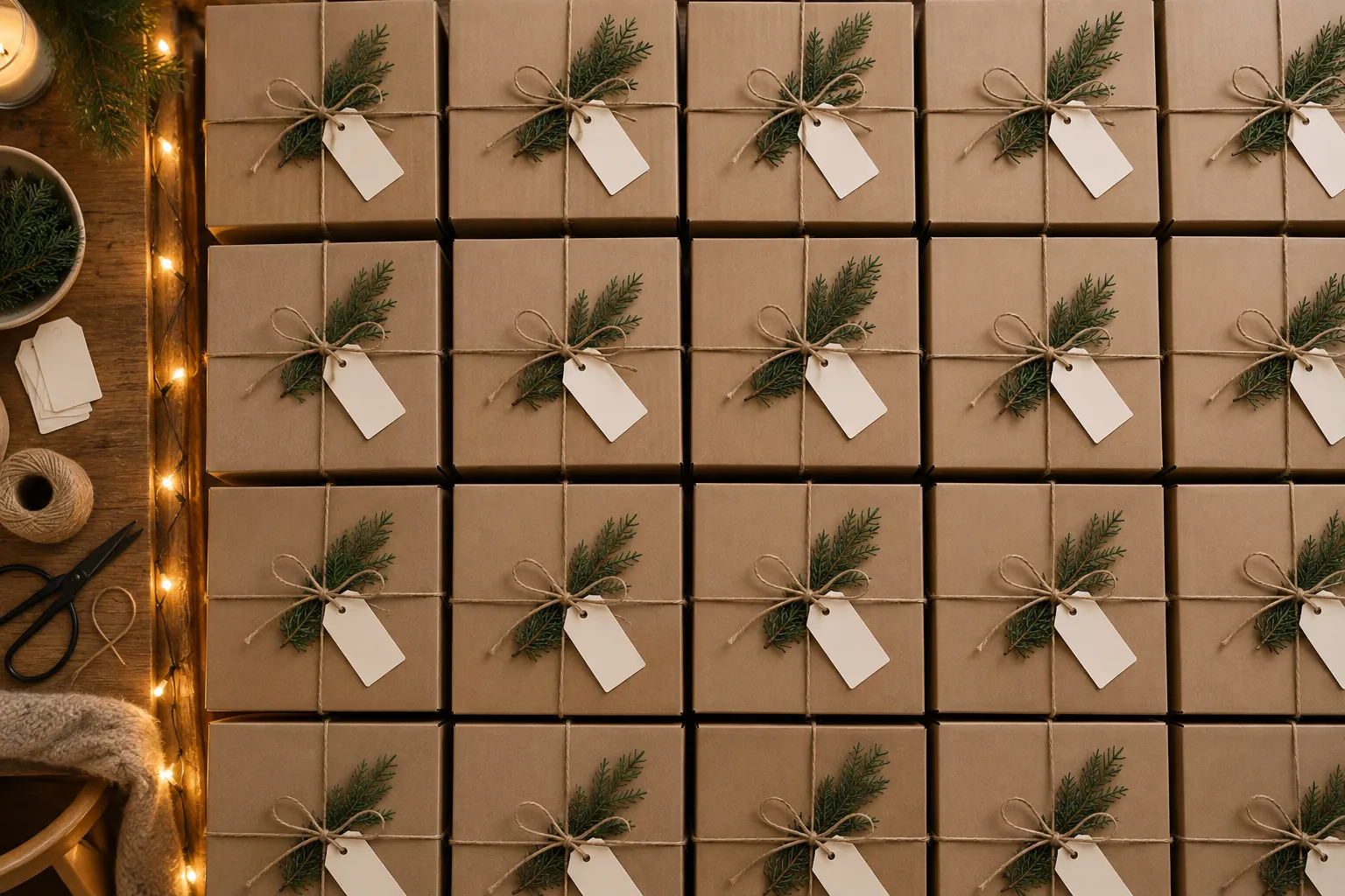 christmas gift packages ready to be shipped