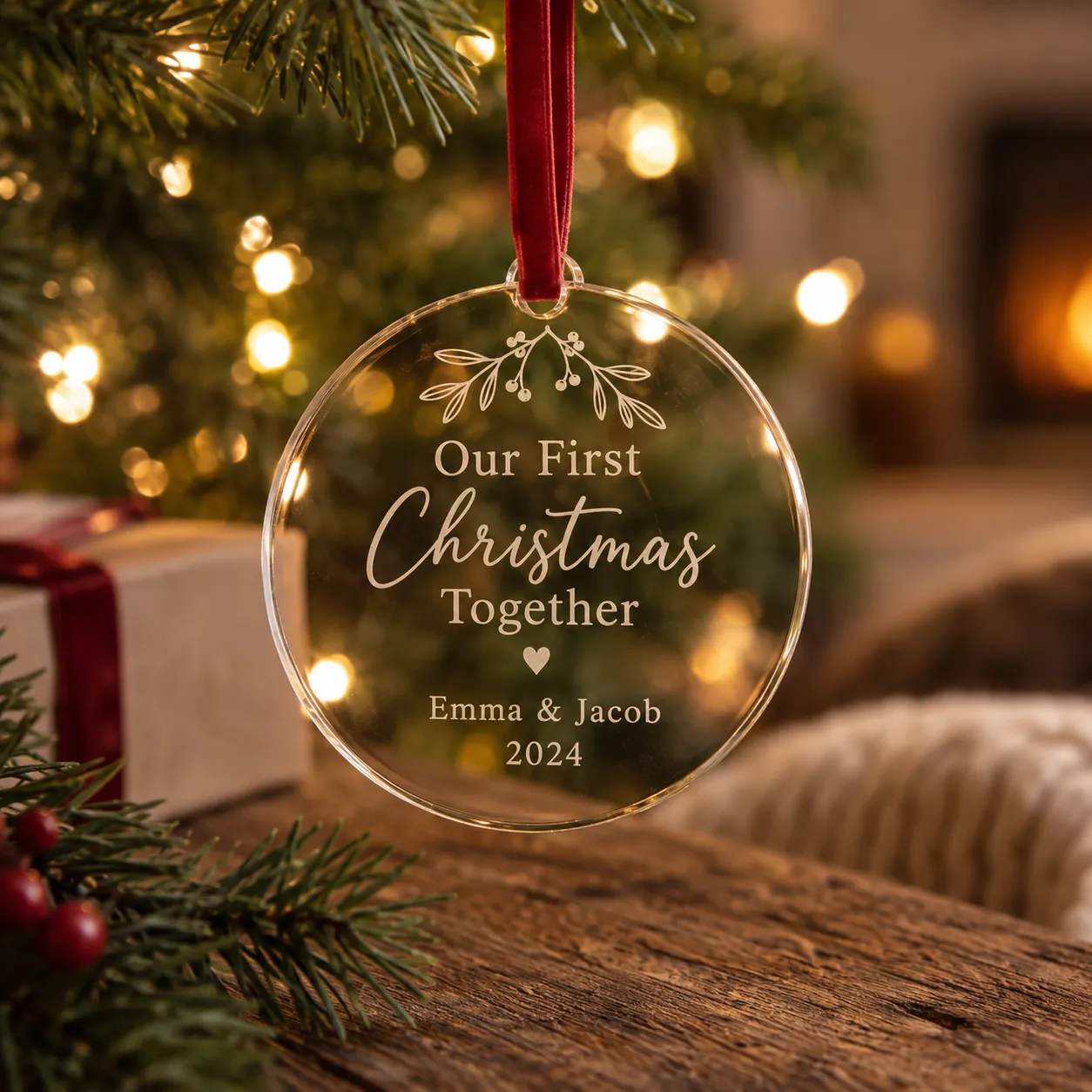 Our first christmas together personalized acrylic ornament