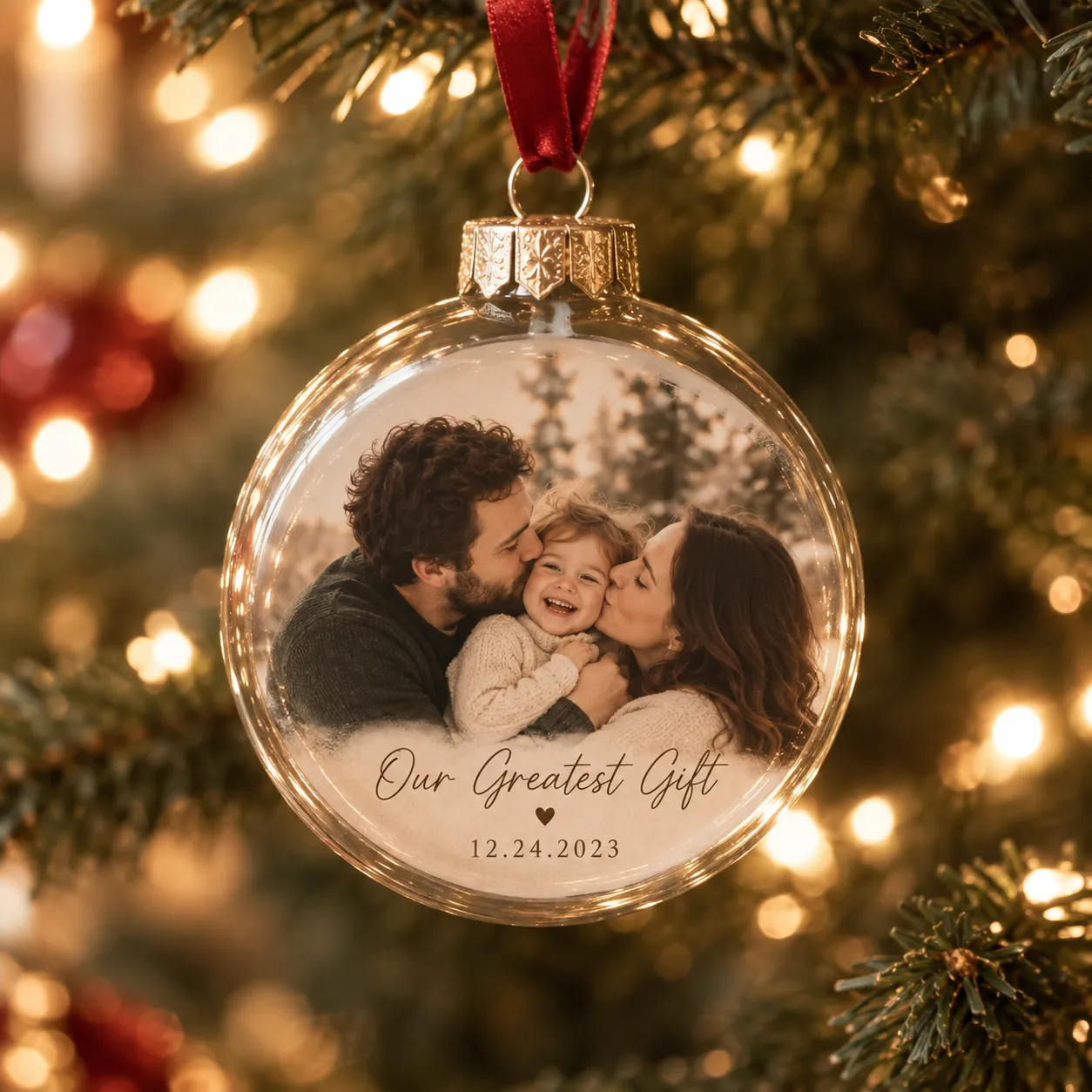 Personalized photo bauble ornament