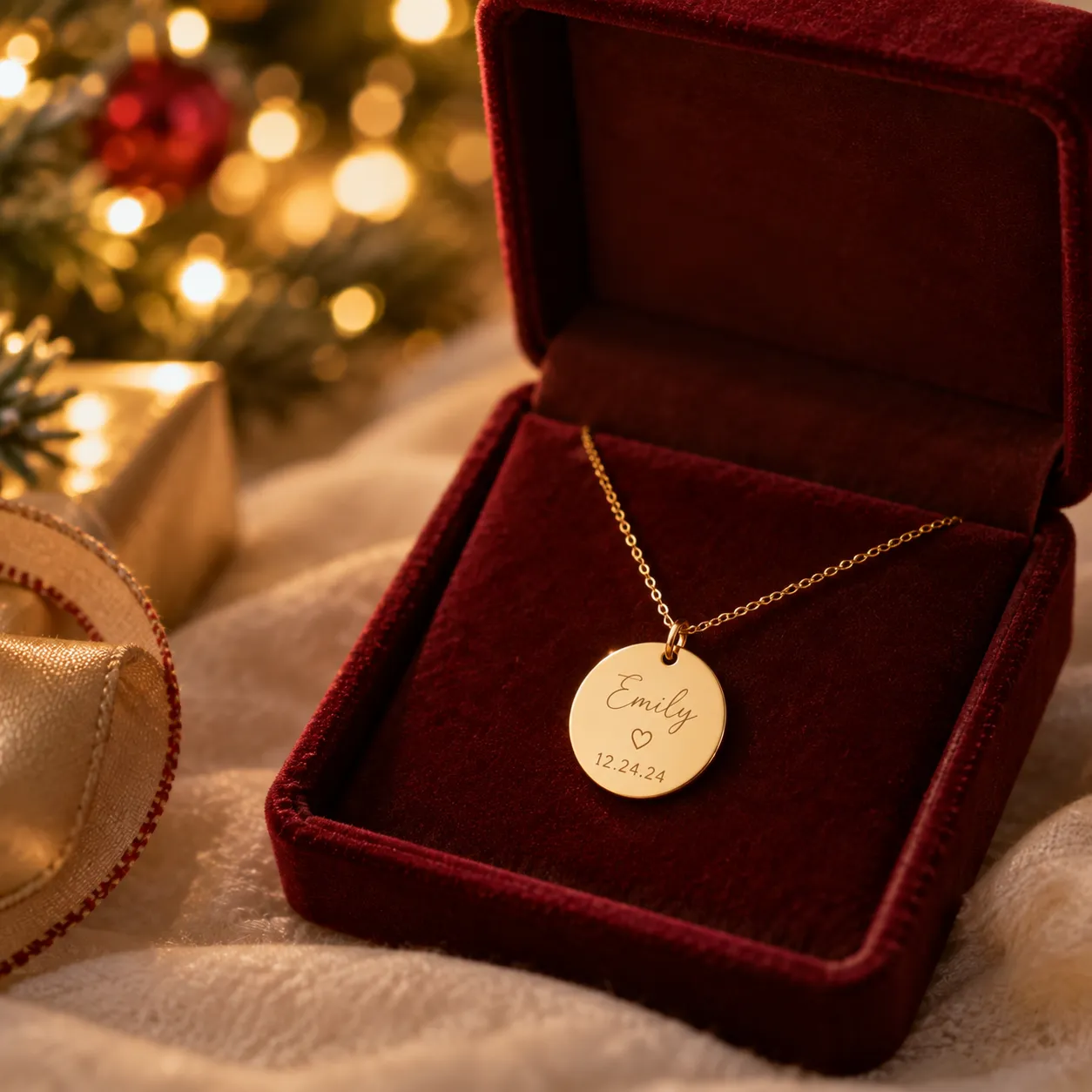 Personalized engraved necklace with name and date