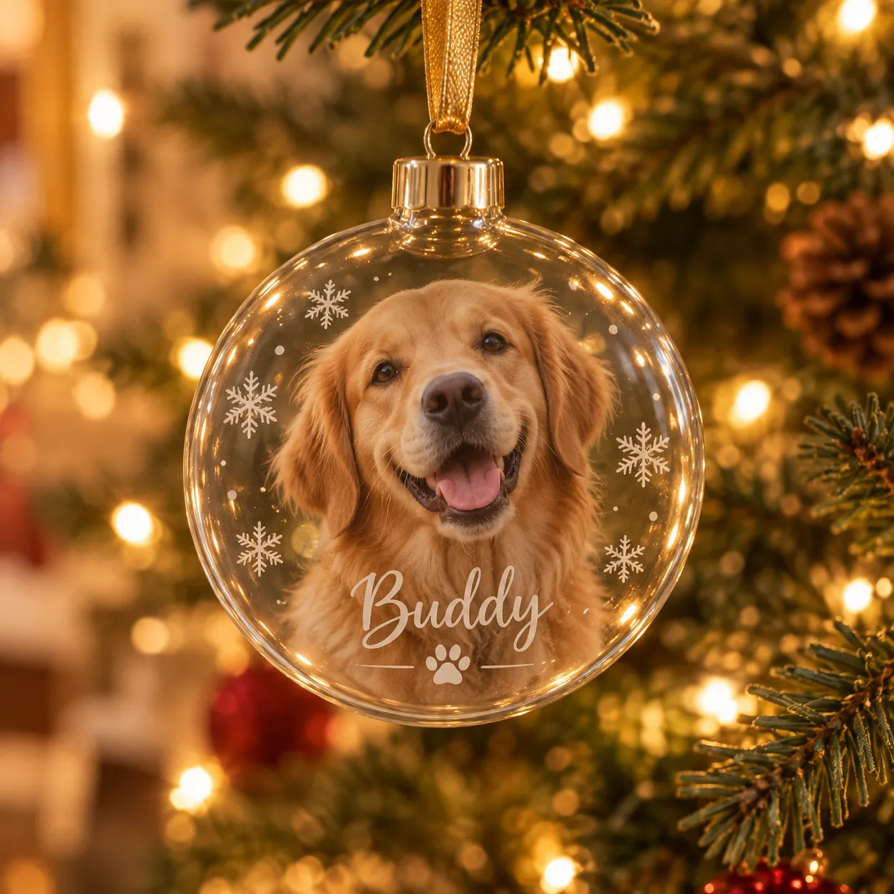 Personalized pet photo bauble ornament