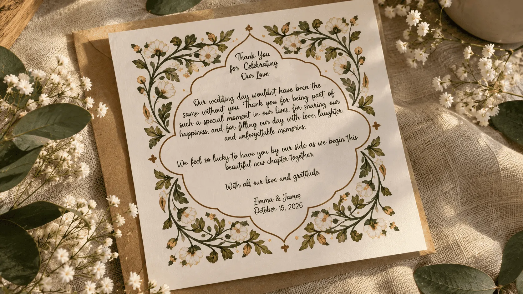 Custom Weeding thank you note