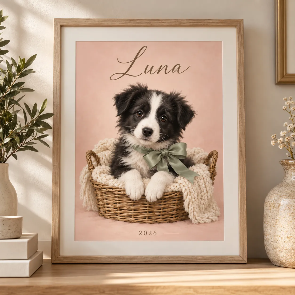 Personalized gotcha day new puppy framed canvas