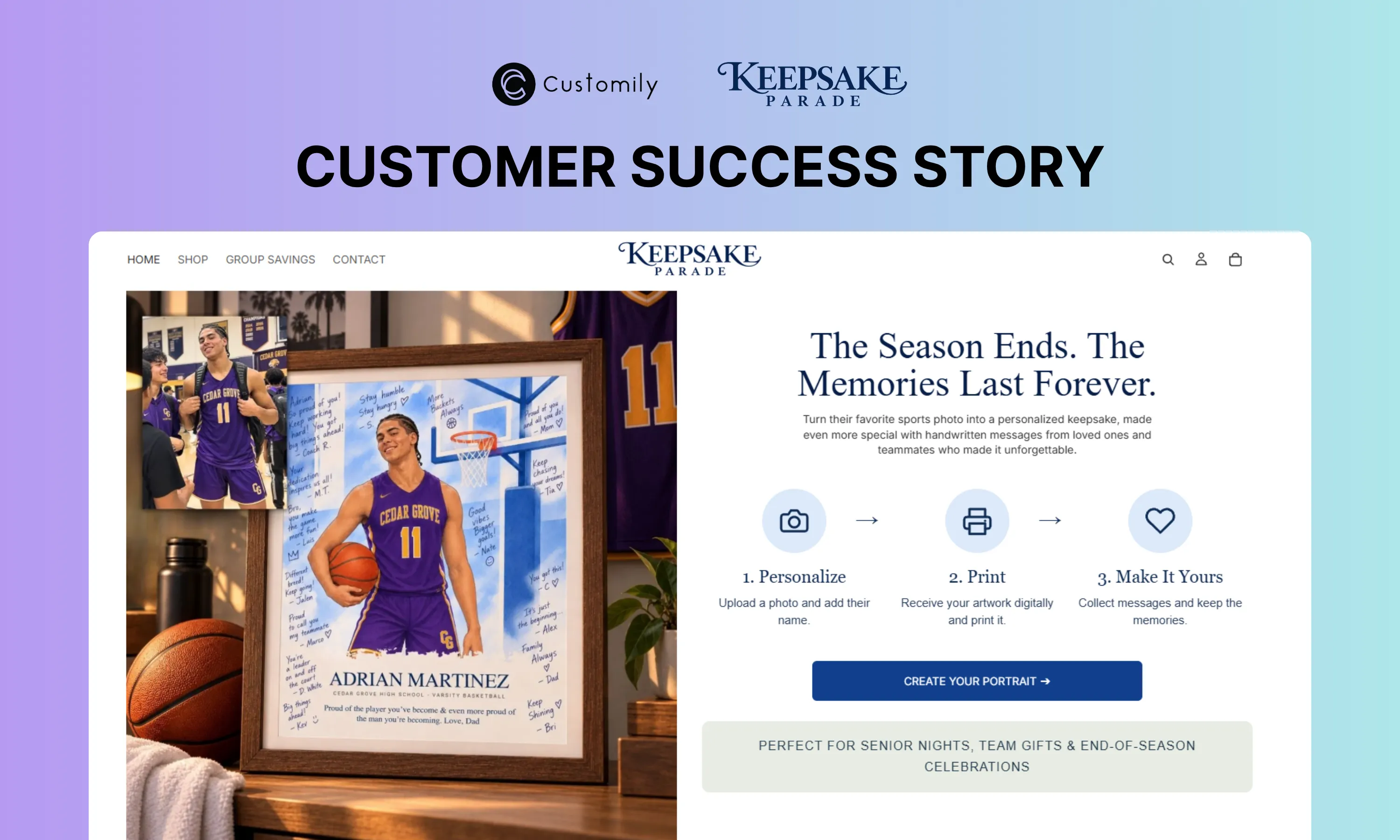 Keepsake parade website screenshot
