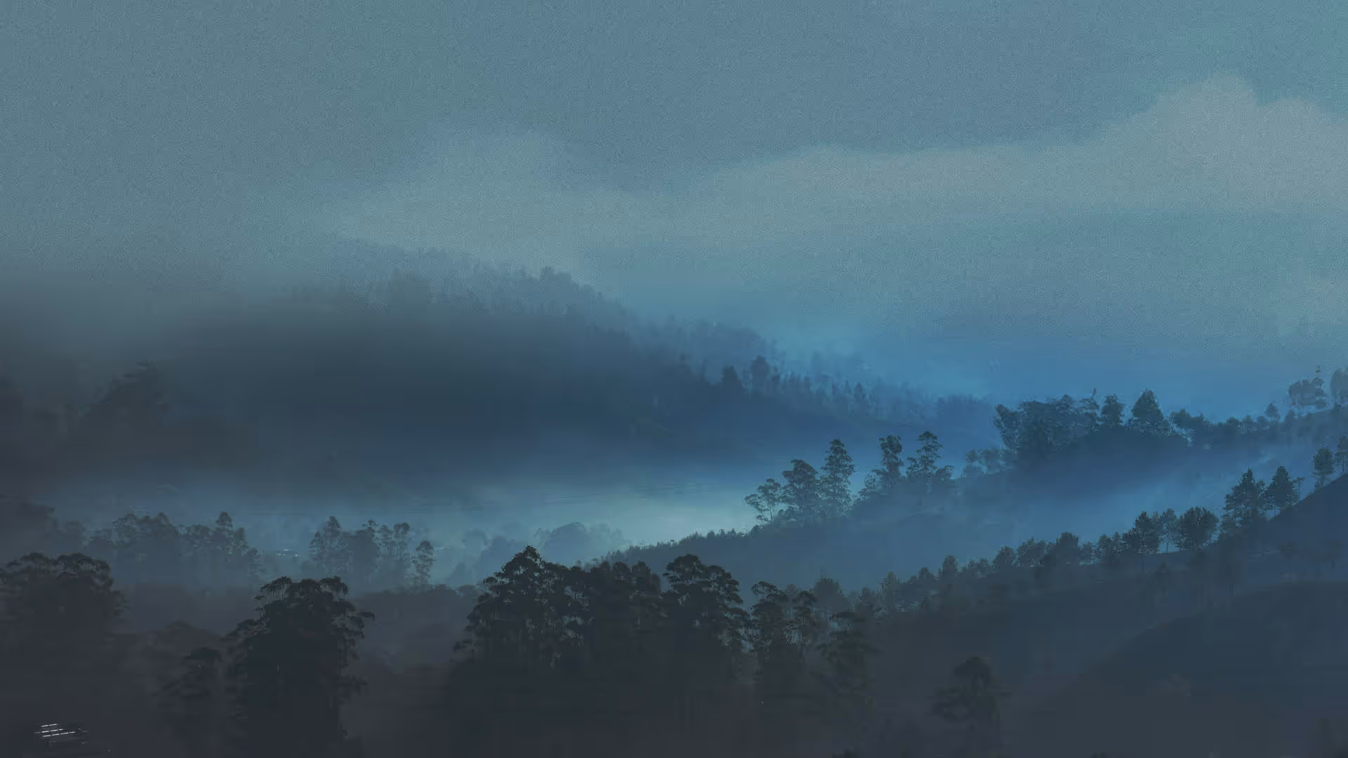 Radius logo ooverlayed on foggy mountain landscape