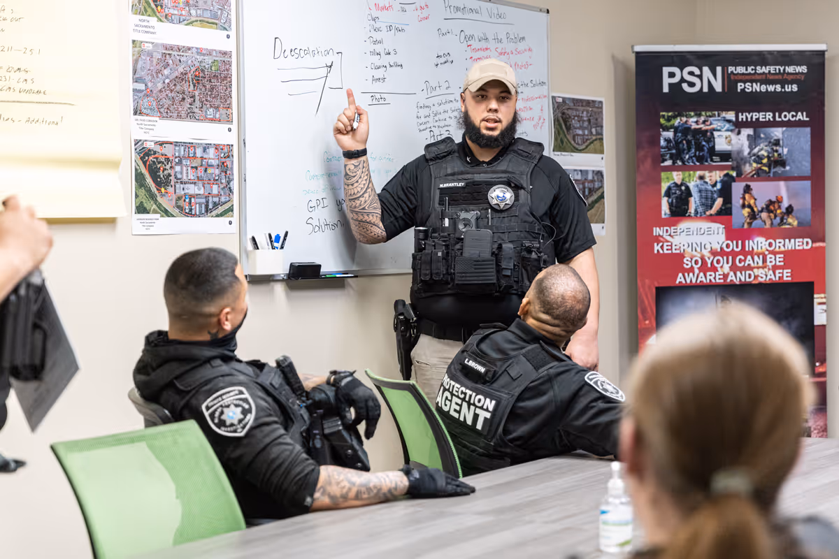 A training session for the security guards.