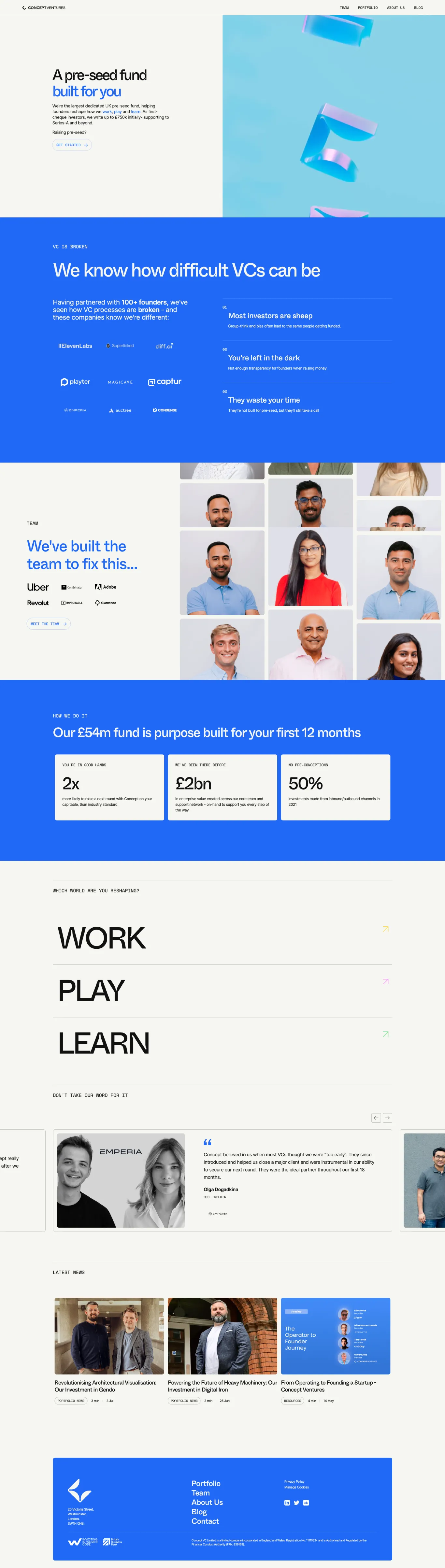 Venture Capital Webflow website example