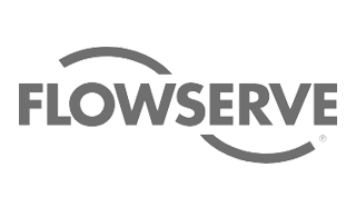 Flowserve company logo with stylized curved lines above and below the text.