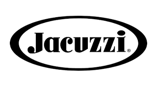 Jacuzzi brand logo with stylized text inside an oval shape.