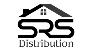 SRS Distribution logo showing letters under a house roof silhouette with a window.