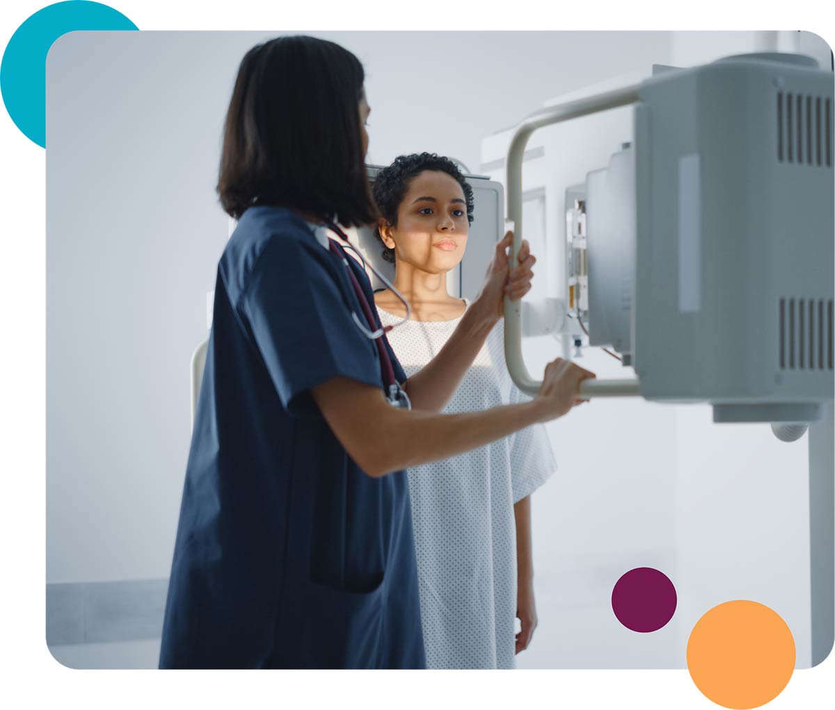 X-Ray Tech healthcare traveler caring for her patient