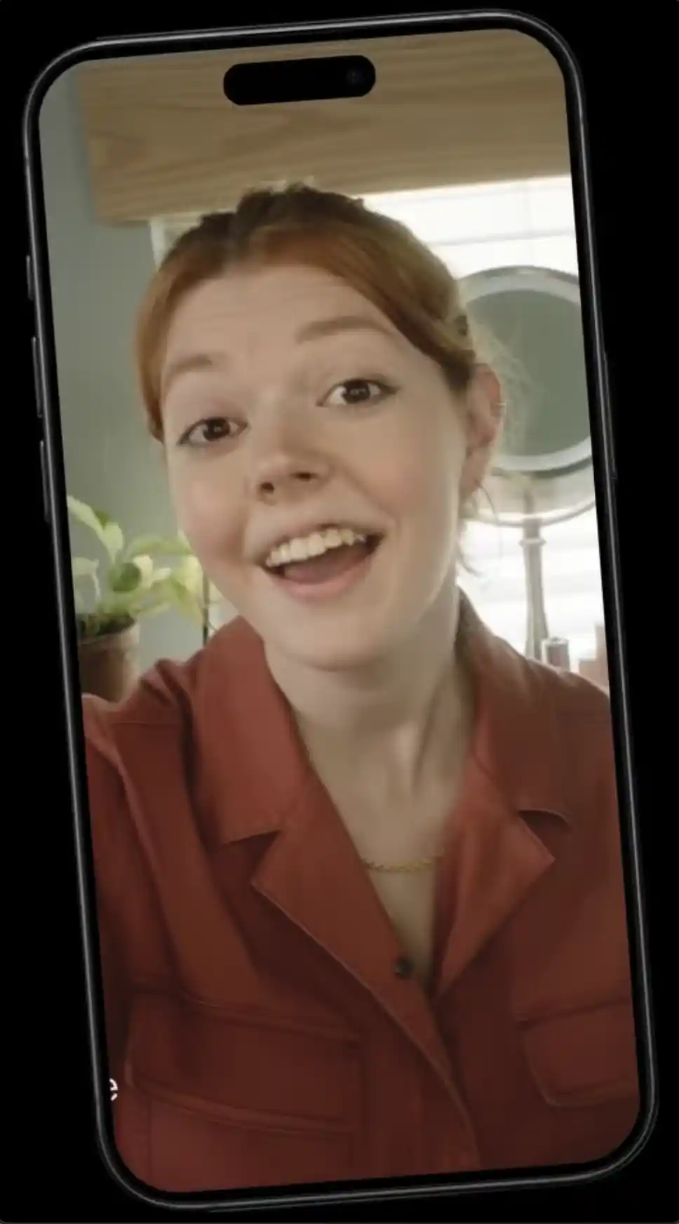 ugc-style phone video of a woman talking to camera, Vinted