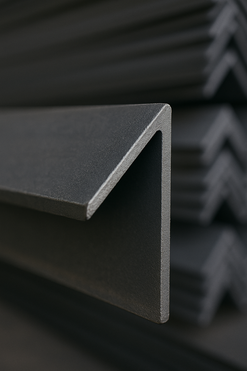 Detalle de un ángulo de acero mostrando espesor y bordes definidos.