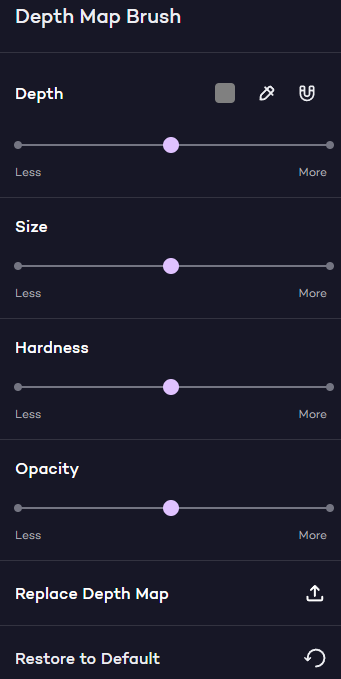 Depth Map Brush Settings