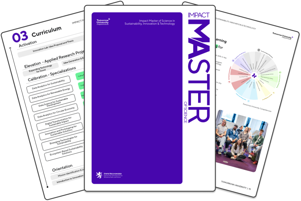 Thumbnail image of the brochure of the Impact Master at Tomorrow University.