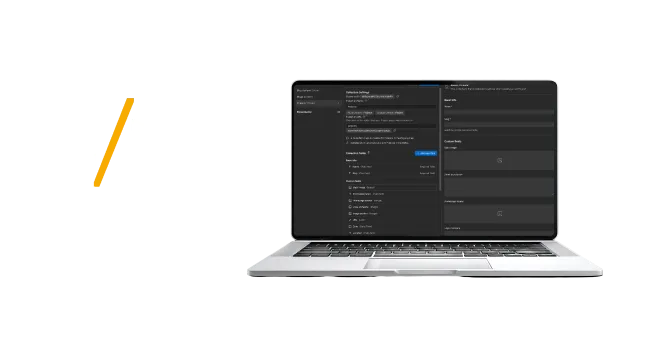 laptop mostrando la configuracion de una cms collection con distintos campos a rellenear