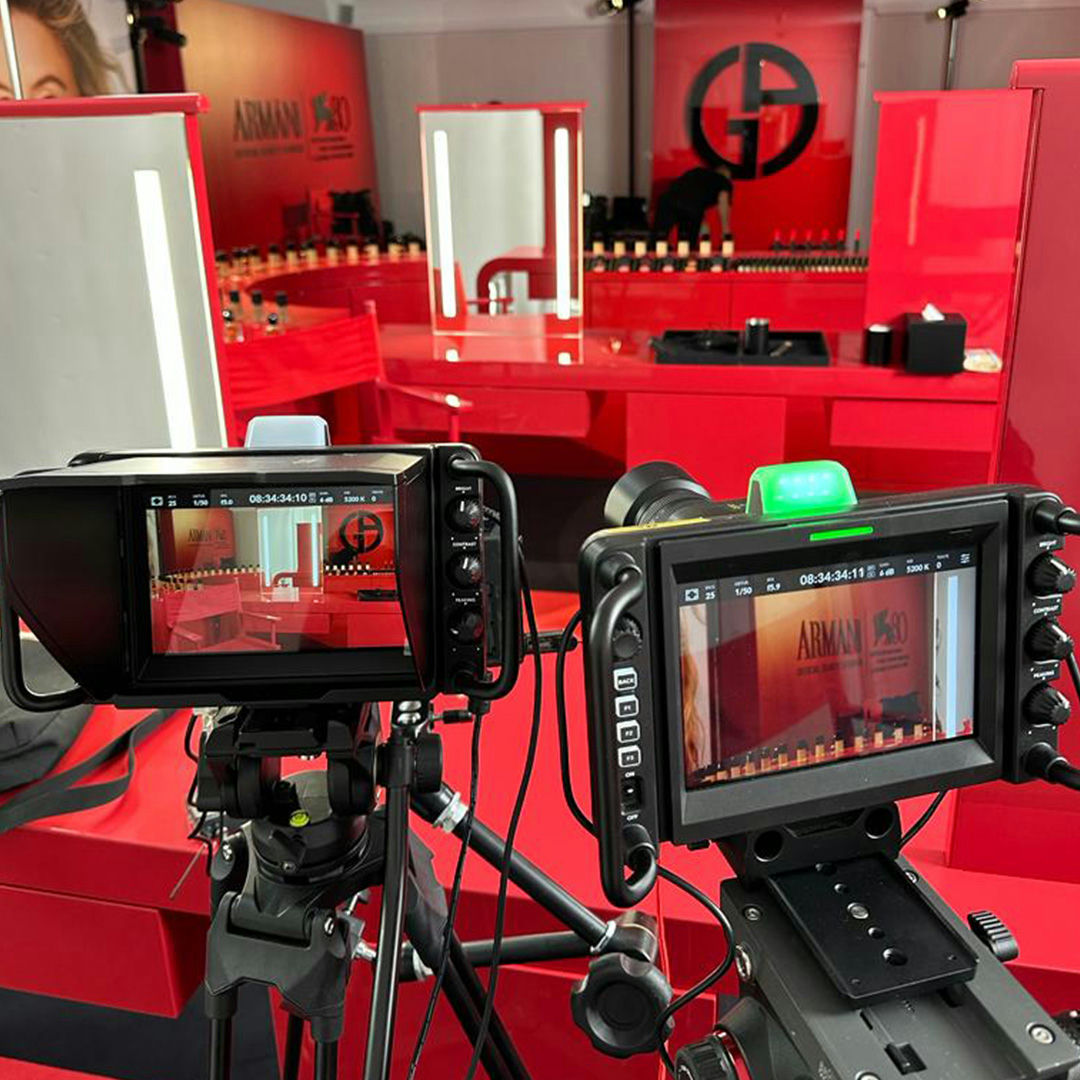 Vue du setup de captation live pour masterclass au festival de Venise