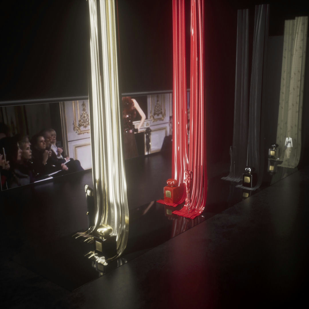 Image issue du film immersif 3D illustrant la mise en scène virtuelle de l’événement.