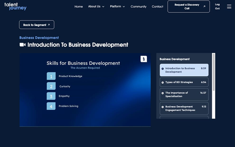 Talent journey module platform