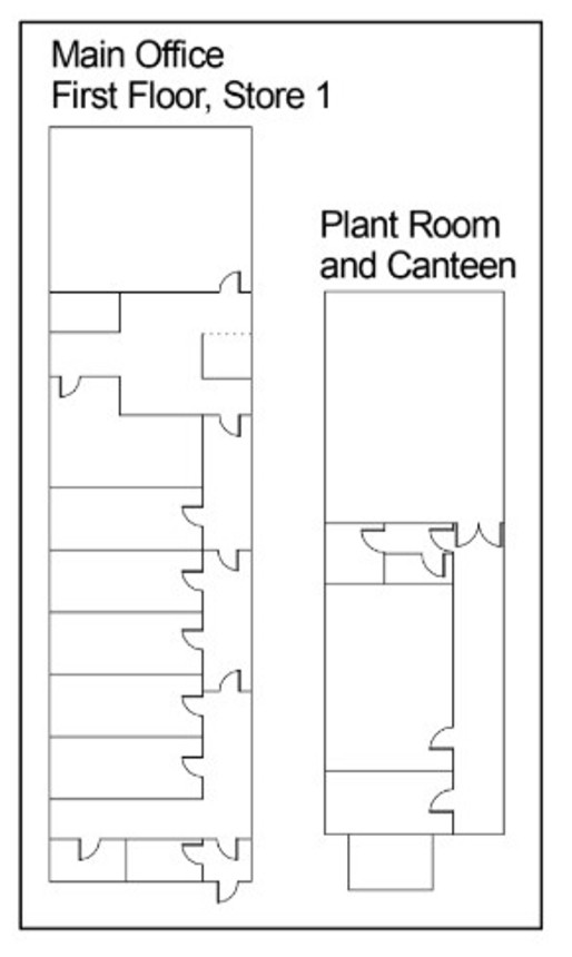 Floor plan: main office first floor, plant room and canteen
