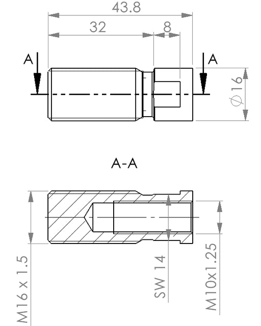 Thread adapter CTC-060 to Ø50 ISO cylinder