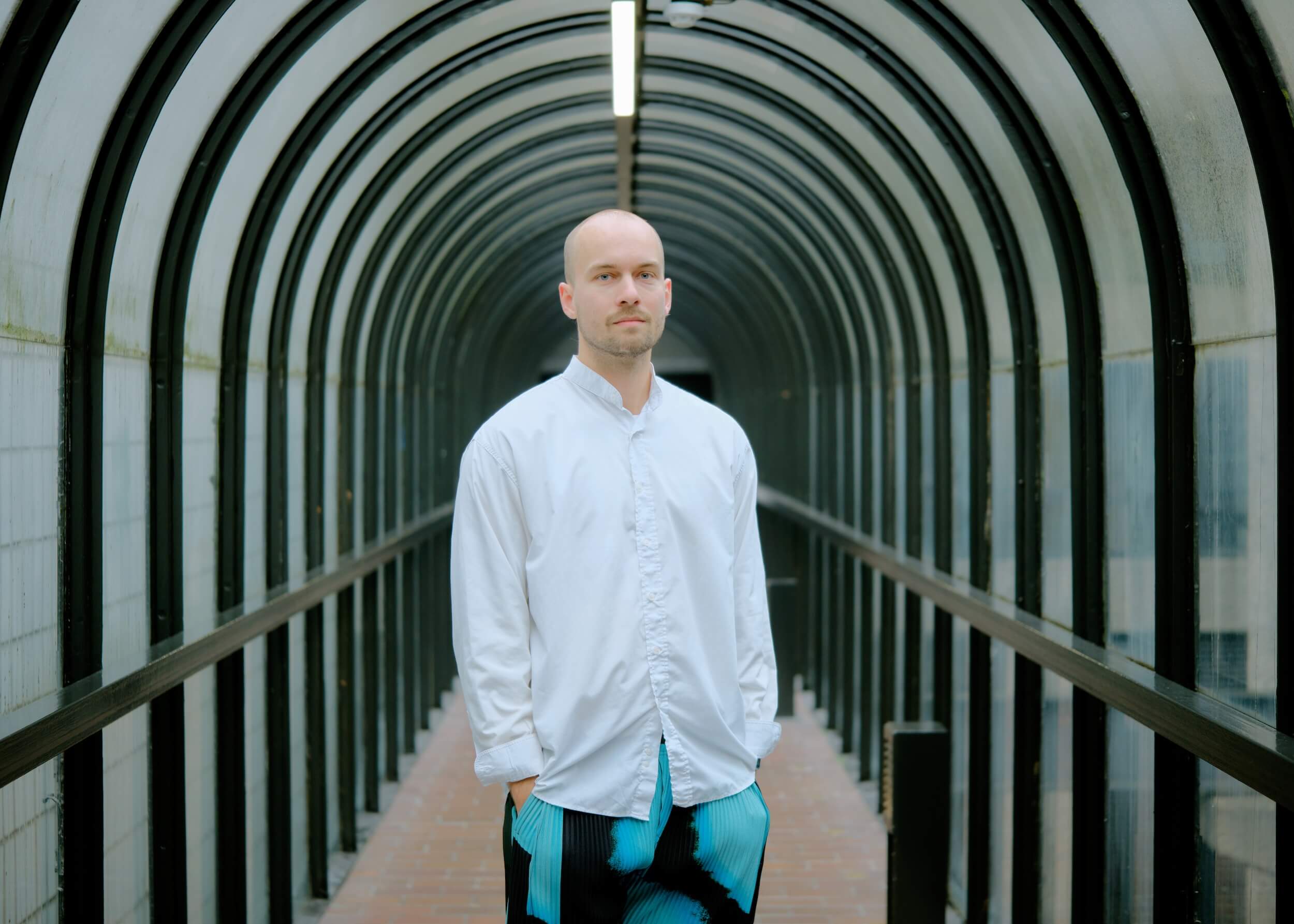 Photo of the design director, Adam Tarasewicz, in Barbican.