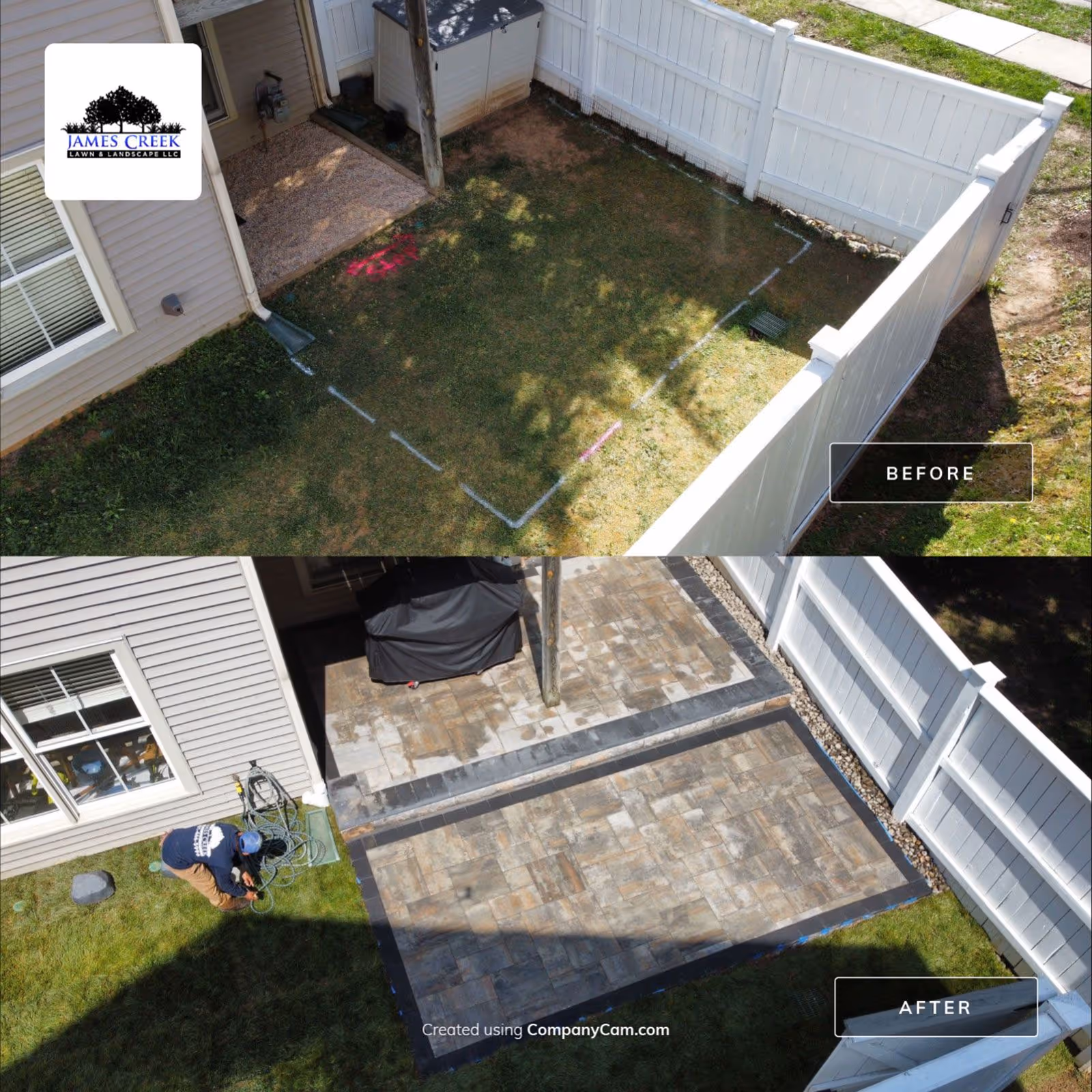 Property makeover before and after by James Creek Lawn and Landscape